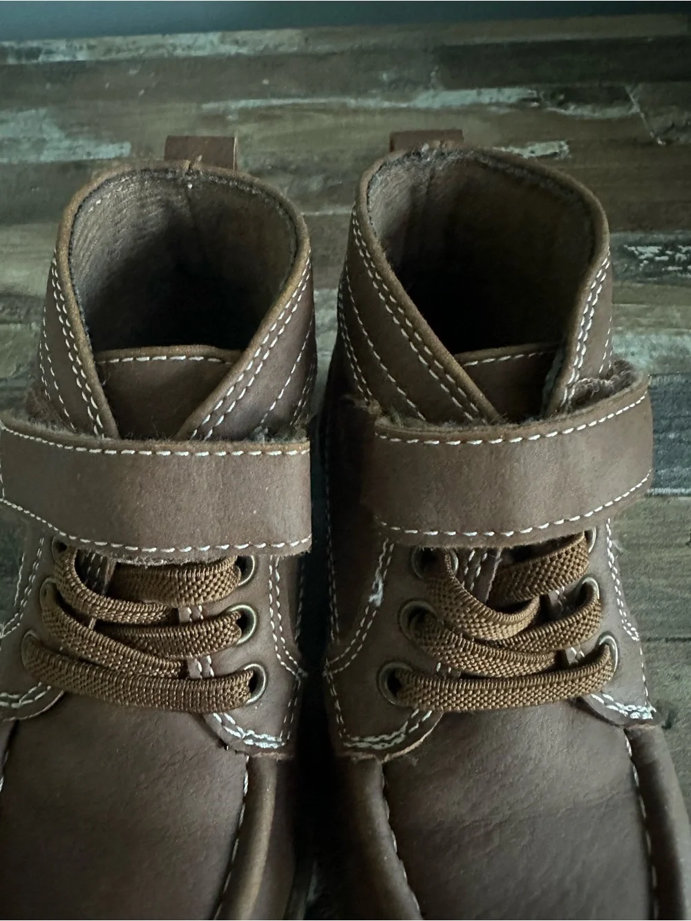 The Children's Place Brown Velcro & Lace Toddler Boots